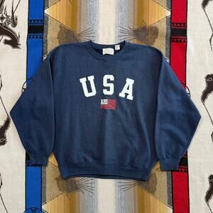 Vintage 90s American Eagle Outfitters USA Flag Crewneck Sweatshirt Size Large